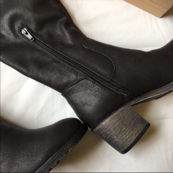 SO Sled Over The Knee Boots Black Faux Leather - Picture 7 of 8